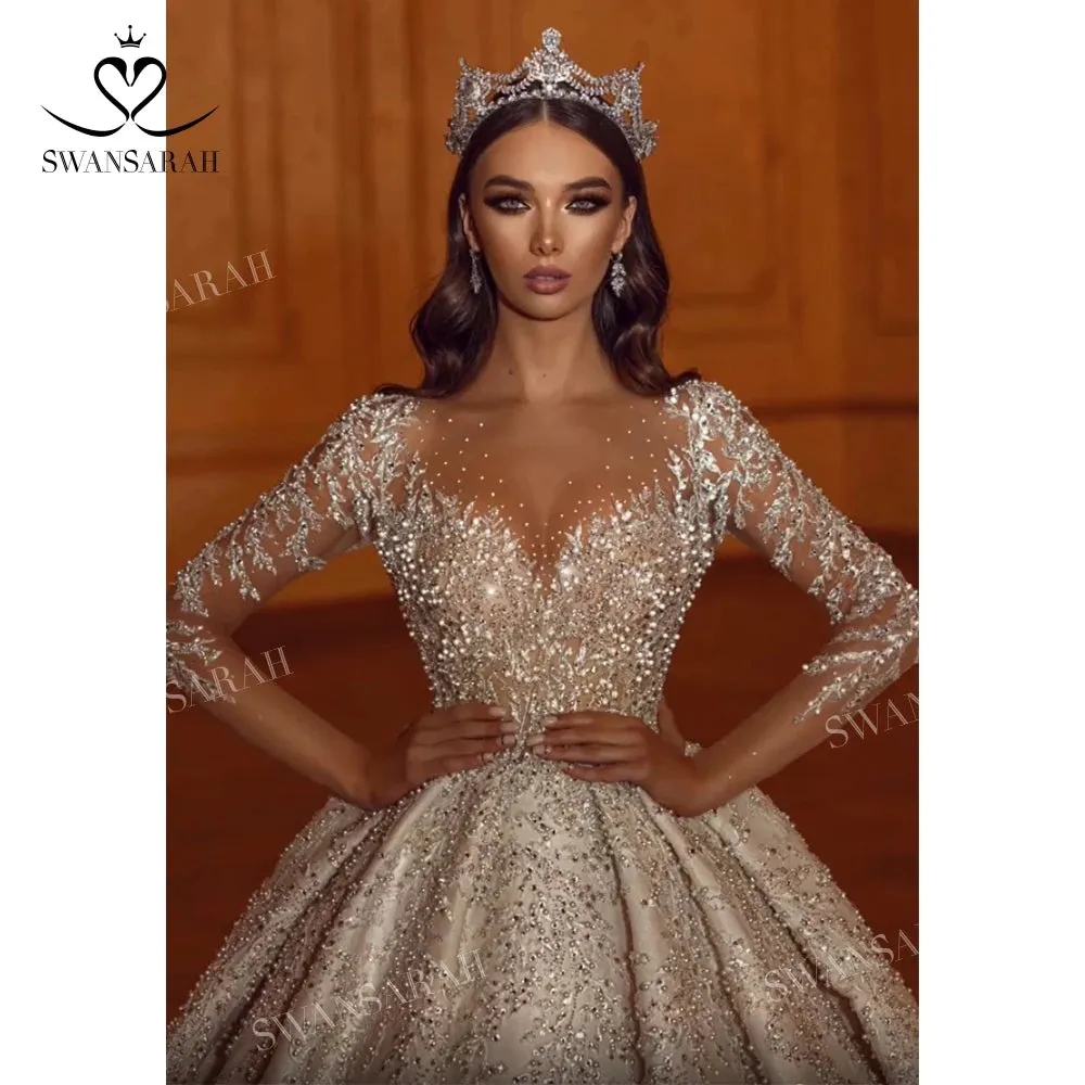 Wedding Dress Beaded Ball Gown Court Train Bride Princess